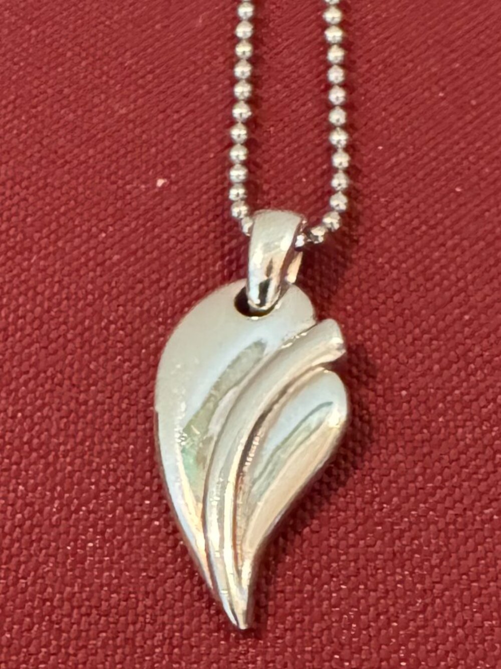 Silver leaf necklace with beaded chain
